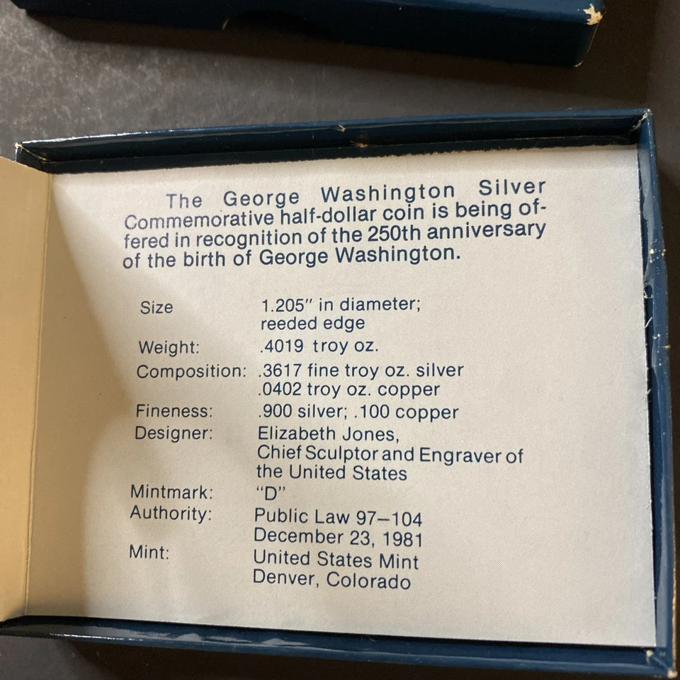1982 George Washington Silver Commemorative Half-Dollar Coin - Image 4 of 4