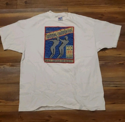#ad Deadstock Vintage 1993 XL National Swimming Champions Single Stitch Made In USA $24.88