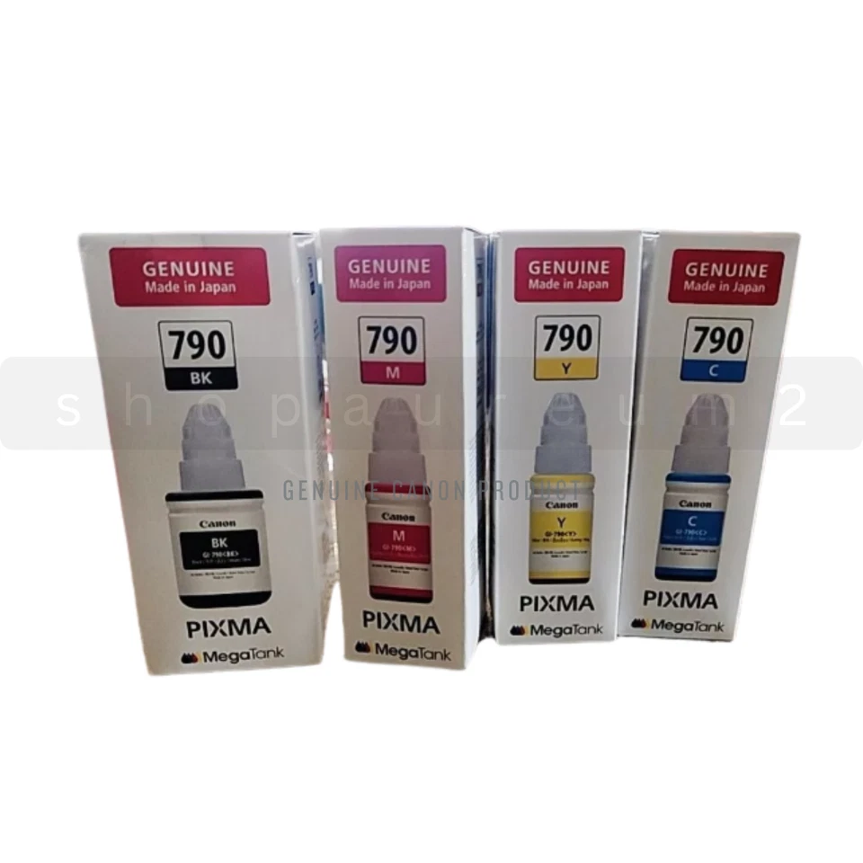 Lote de 4 colores genuino Canon GI-790 botella de tinta de recarga C/M/Y/BK para impresora de inyección de tinta Foto 2 de 4