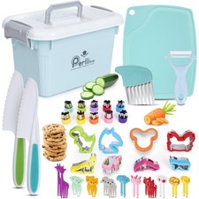 44-Piece Toddler Cooking Set  Toddler Kitchen Set with Kids Safety Knives, U...