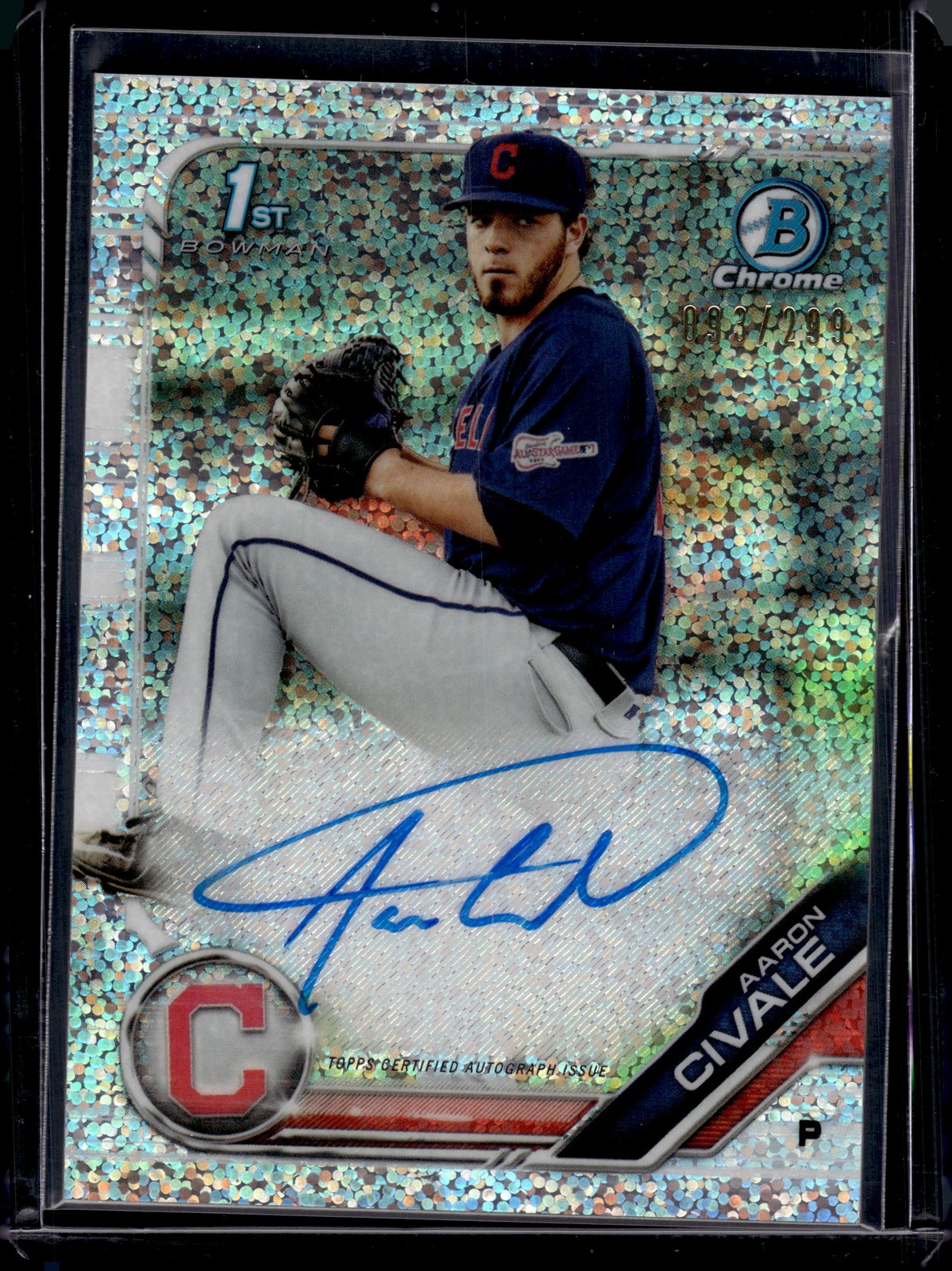 2019 Bowman #CPA-AC Aaron Civale Chrome Prospect Autographs Speckle /299