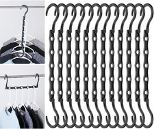 - Space Saving Hangers for Clothes, 12 Pcs, Black, Plastic Multi Clothes Hangers