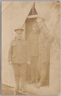 WWI Canadian Soldiers Three Military Men Tent Camp Sepia RPPC Postcard H86