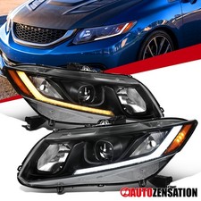 Black Fit 2012-2015 Honda Civic Sedan 12-13 Coupe Led Bar Projector Headlights