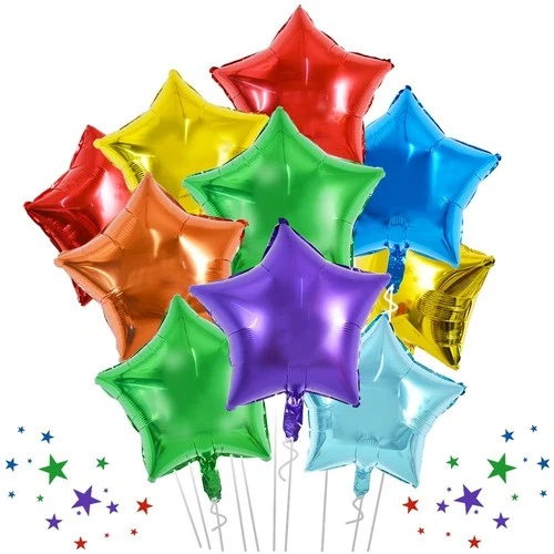 30Pcs Large Rainbow Star Shape Foil Balloons for Party Decorations – Multicolour