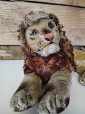 Vtg Med MCM 1950s-1960s Steiff Lion Stuffed Animal 9" H 19" L Beautiful cond.