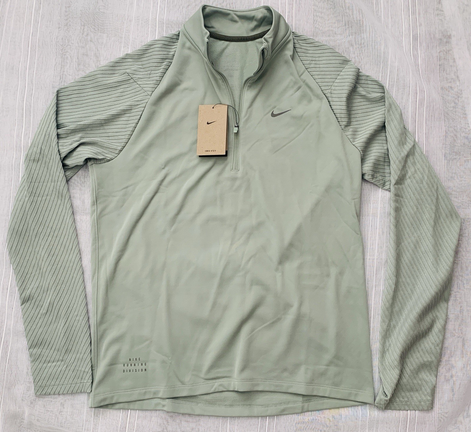 NWT Nike Running Division Dri-Fit Fleece Men's Size M Half Zip Jacket Lime Green