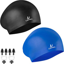 Long Hair Swim Cap for Women 2 Pack, Silicone Swimming Caps for Unisex Adult Wom