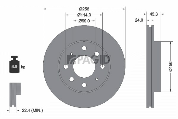 Pagid Bremsscheiben InnenbelüFtet Ø256Mm FüR Mitsubishi Space Star Dg_A Carisma-image