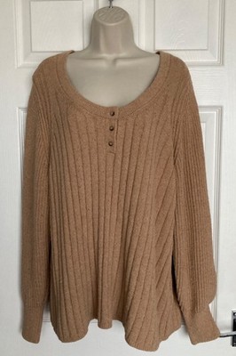 NEU M&S Per Una Damen Natur Mix U-Ausschnitt Strick Top Größen L & XL