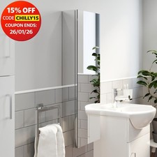 Tall Bathroom Mirror Cabinet Single Door Cupboard Stainless Steel Wall Mounted