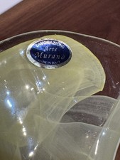 Lavorazione Arte Murano Yellow Glass Vase/Bowl with Original Sticker