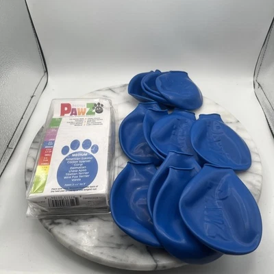 12 new Pawz Medium Blue Rubber Dog Boots Reusable Waterproof - Image 1 of 4