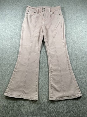American Eagle Jeans Women s Size 10 PINK High Rise Flare Front Seam Boho Chic