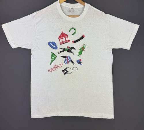 Vintage 1990 Saratoga August Place To Be Promo Rare Single Stitch Shirt Art Logo