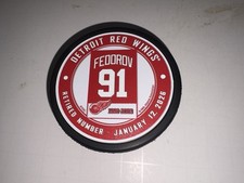Sergei Fedorov Retired Number Hockey Puck January 12, 2026 Detroit Red Wings