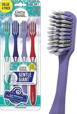 GuruNanda Gentle Giant Toothbrush Dual Action Flossing Spiral Bristles 4 Count