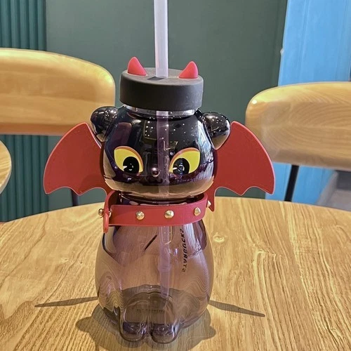 星巴克中国全新万圣节黑色猫形 19 盎司玻璃吸管杯玻璃杯新品 — 第 3/4 张图片