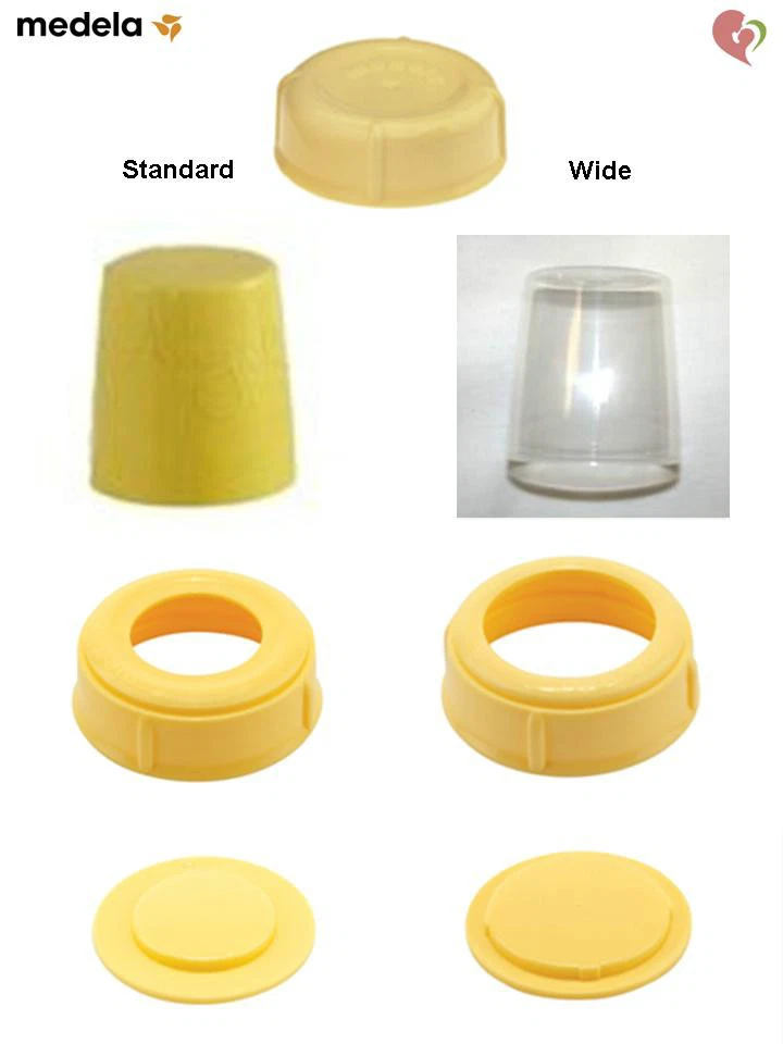 MEDELA BREAST MILK BOTTLE SPARE DISK DISC COLLAR RING CAP LID STANDARD WIDE