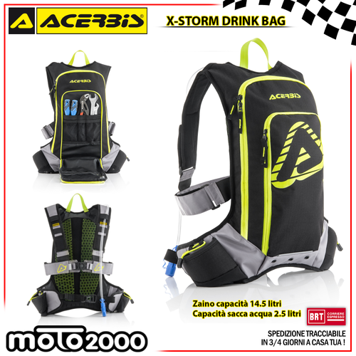 X-STORM DRINK BAG ACERBIS ZAINO ZAINETTO ENDURO QUAD BORRACCIA NERO 15  LITRI | eBay