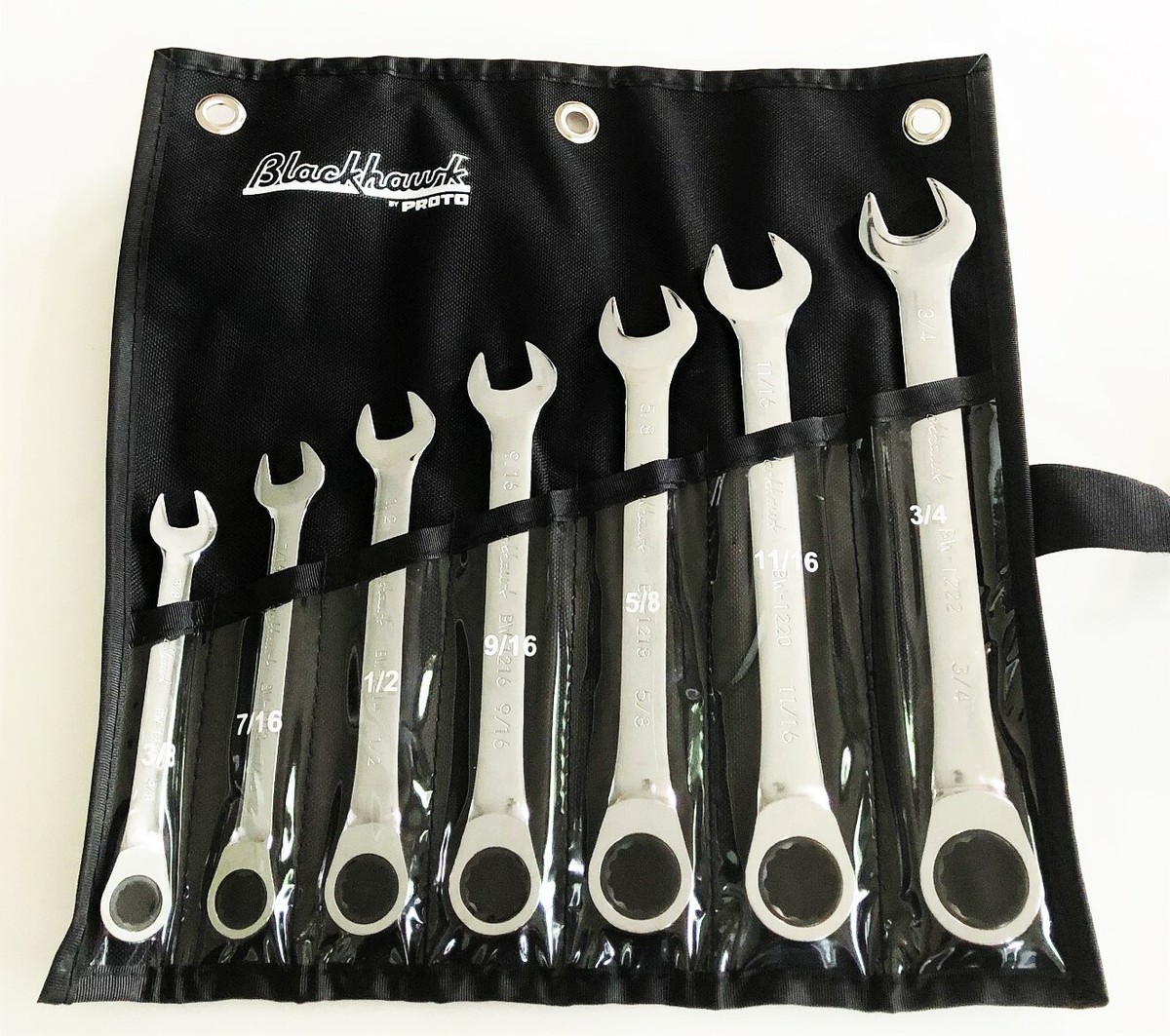 7pc Blackhawk By Proto Gear Ratcheting Ratchet Wrench Set 12-Point