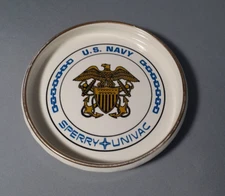 U.S. Navy SPEERY UNIVAC Dish Advertising Gold Rimmed Porcelain 6.5 "x  6.5" x 1"