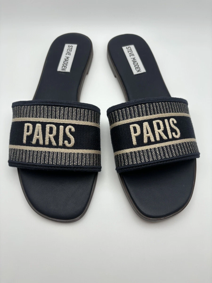 Steve Madden Knox Paris sandals size 7.5 in Navy Slides NEW eBay