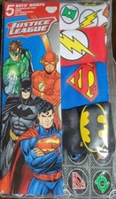 NWT Boy's Size 4 Briefs JUSTICE LEAGUE Underwear 5 Pack 100 Combed Cotton