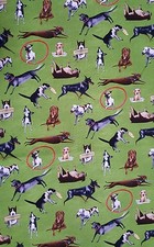 100 Cotton BTYx45", Elizabeth's Studio, "Dogs Rule", Assorted Dogs over Green