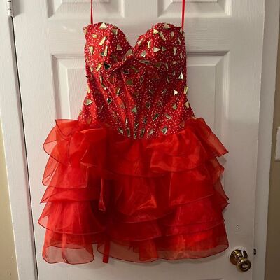 May Queen beaded tulle red dress size 6