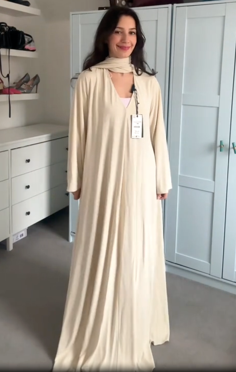 ecru hijab evening dress product info and reviews Navy Blue Warm Cotton Waffle Fit and Flare Short Dress 28
