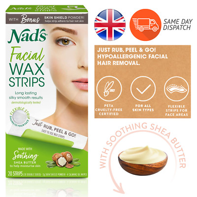 Nad's Gesichtswachsstreifen Haarentfernung empfindliche Haut beruhigend Waxing 20 Streifen