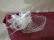 Girls netted white flower hair clip Communion Wedding clear stud stones