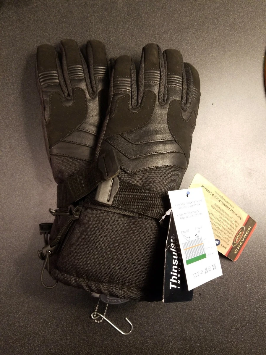 New NWT River Road Chevron Cold Weather Motorcycle Gloves Black Small