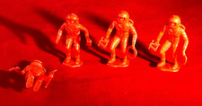 4 Vintage 1960's MARX MPC Plastic Space Men Astronaut Toy Figure Red WD02
