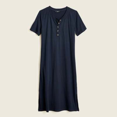 white christmas dresses Navy Blue Organic Cotton T-Shirt Midi Dress For Women Online
