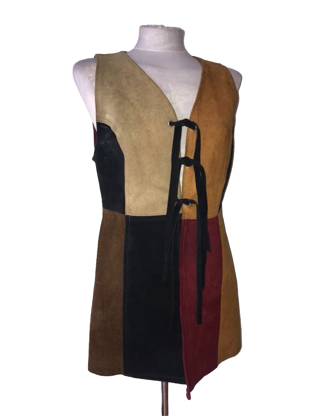 AUTHENTIC 1970'S MULTICOLOURED SUEDE PATCHWORK WA… - image 1