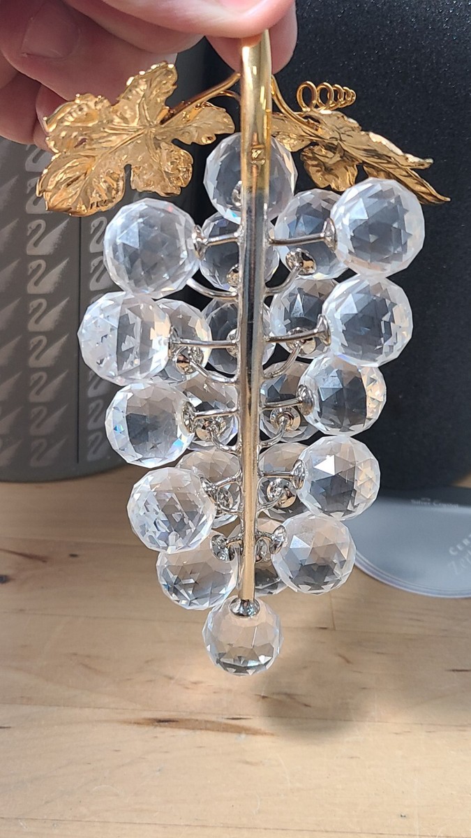 Swarovski Bunch Of Faceted Crystal Gold Leaf Grapes #011864 w/ Box