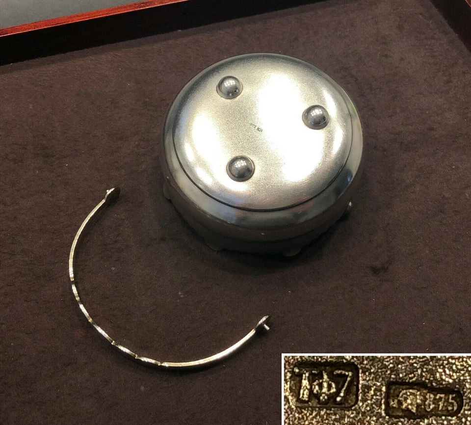 TALLINN JEWELRY FACTORY VINTG SOVIET ca.1957 STERLING SILVER.875 SUGAR BOWL 152g - Image 2 of 4