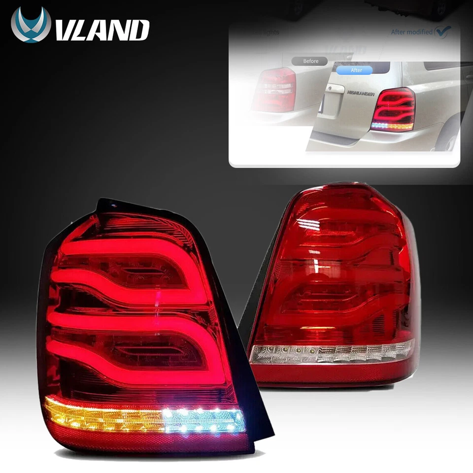 Luces traseras LED VLAND para Toyota Highlander 1ª generación (XU20) 2001-2007 luces traseras Foto 2 de 4