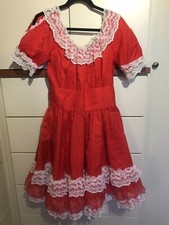 Exquisite Vintage Gorgeous Red Crystal Lace Square Dance Dress P02