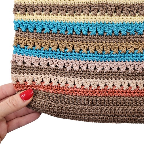 The Sak Purse Crochet Knit Brown Rainbow Striped Boho Shoulder Y2k Hobo Pastel - Picture 4 of 13