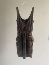 Vintage Y2K 2000s Maurie & Eve Platinum Striped Dress Size 0