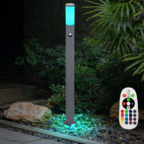 Rgb Led AußEn Steh Lampe Bewegungsmelder Garten Leuchte Dimmbar Fernbedienung-image