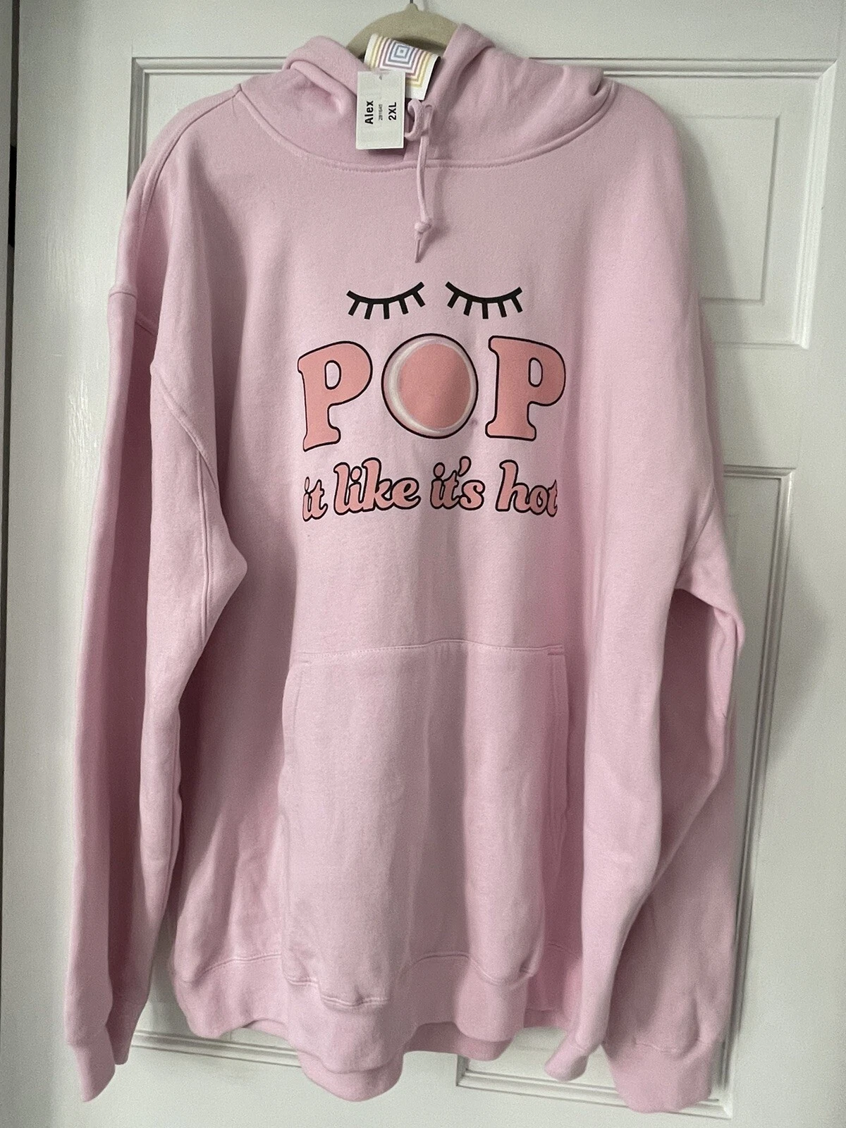 LuLaRoe Alex Pullover Hoodie Sweatshirt Pink 2XL Eyes POP NWT