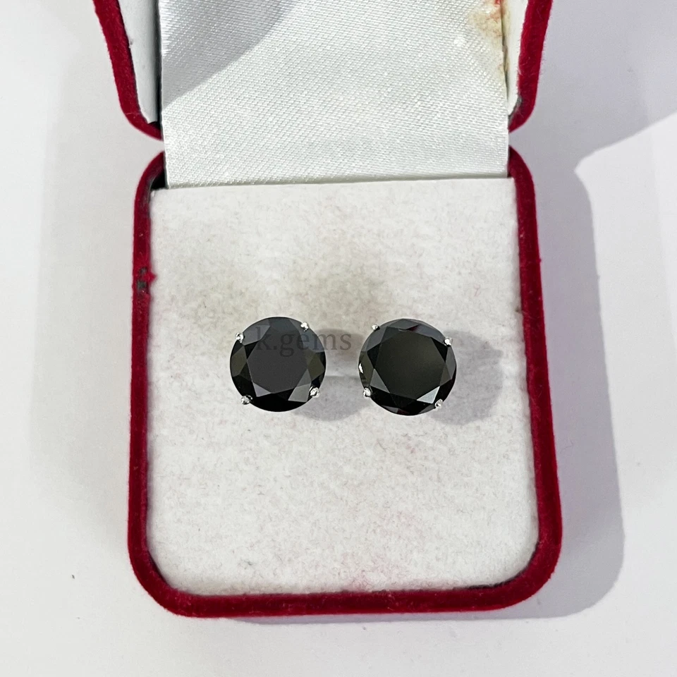 Aretes de diamantes negros de 5 quilates ¡Gran brillo certificados AAA! Regalo Aniversario Foto 4 de 4