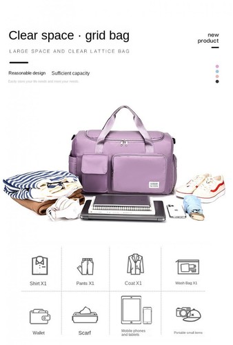 "Carry on Weekender Duffle Bag Large Travel Tote W/ Shoe Compartment for Women - Picture 10 of 26
