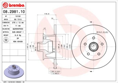 BREMBO 08.2981.10 Bremsscheibe für VW