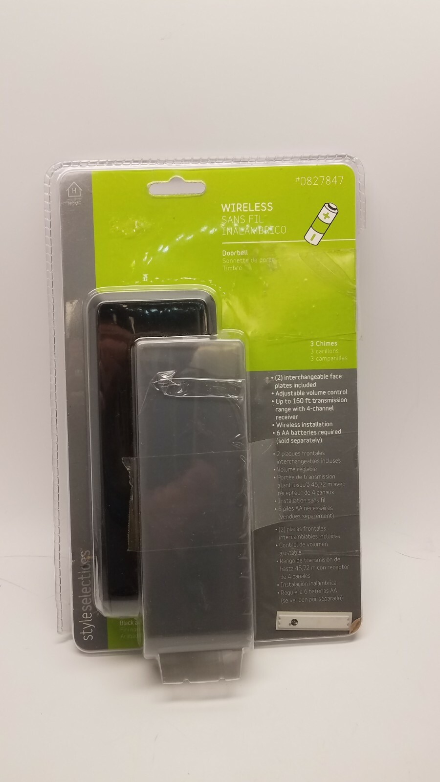 Wireless Doorbell with 2 Interchangeable Face Plates #SS-7908-03 Style Selections-image