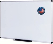 Tablero De Borrado En Seco, Pizarra Blanca 24X36 Inch Marco con acabado plateado